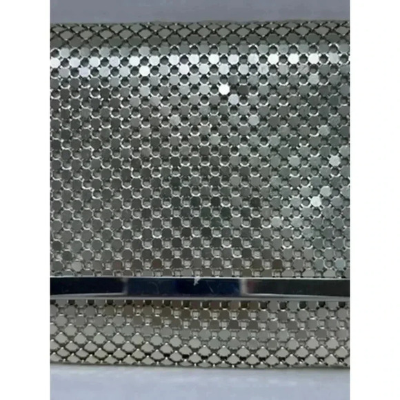 Jessica McClintock Vintage Silver Mesh Purse Clutch 80's - Picture 3 of 14